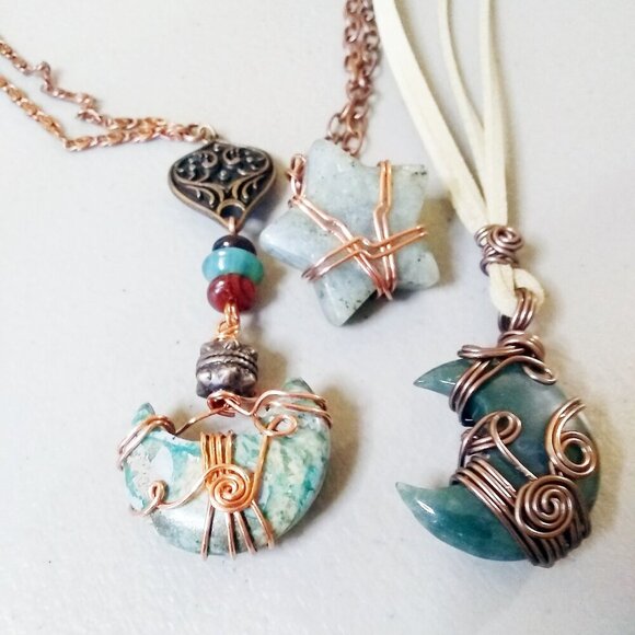 Chunky Green Labradorite Star! Unique Statement Necklace - Reiki + Meditations - Picture 10 of 15